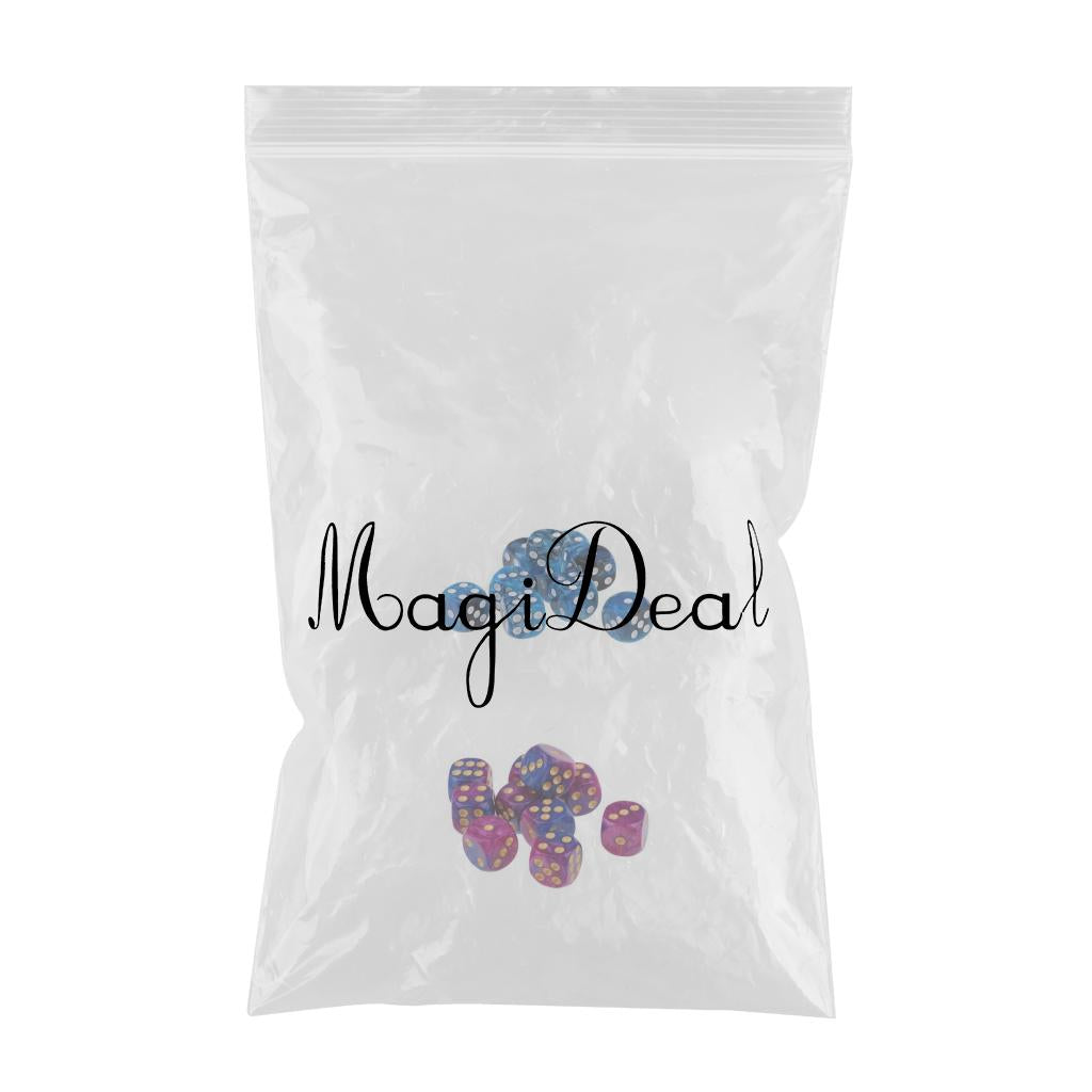 20 Pieces Acrylic Dice Family Set 16mm Six-sided Dotted Dice for Table Game