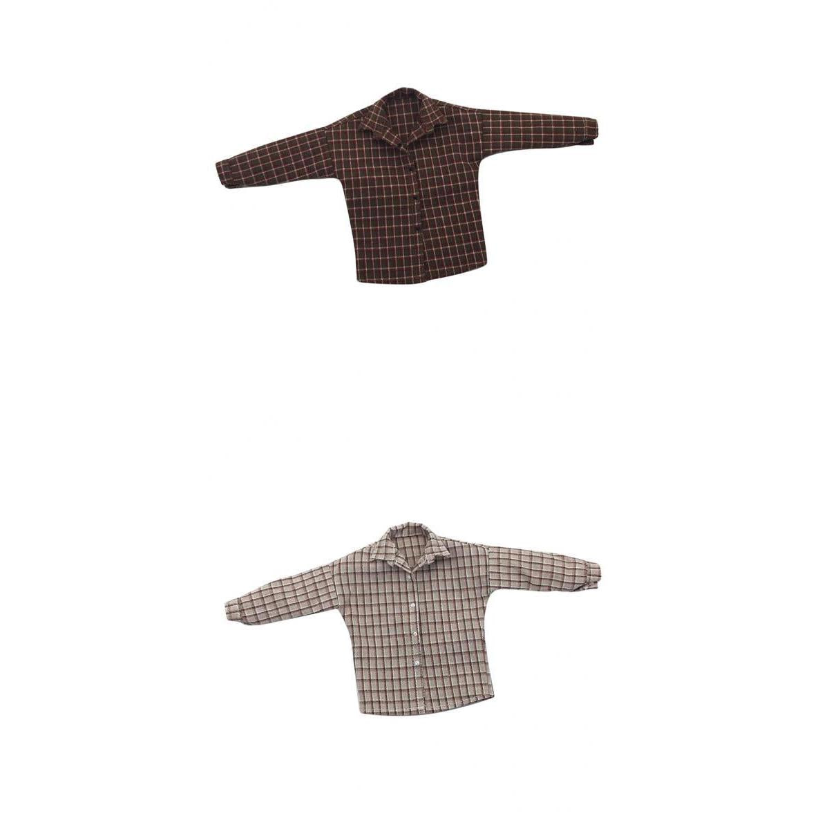 1/6 Scale Male Plaid Shirt Clothing for 12 Action Figure Brown Beige"