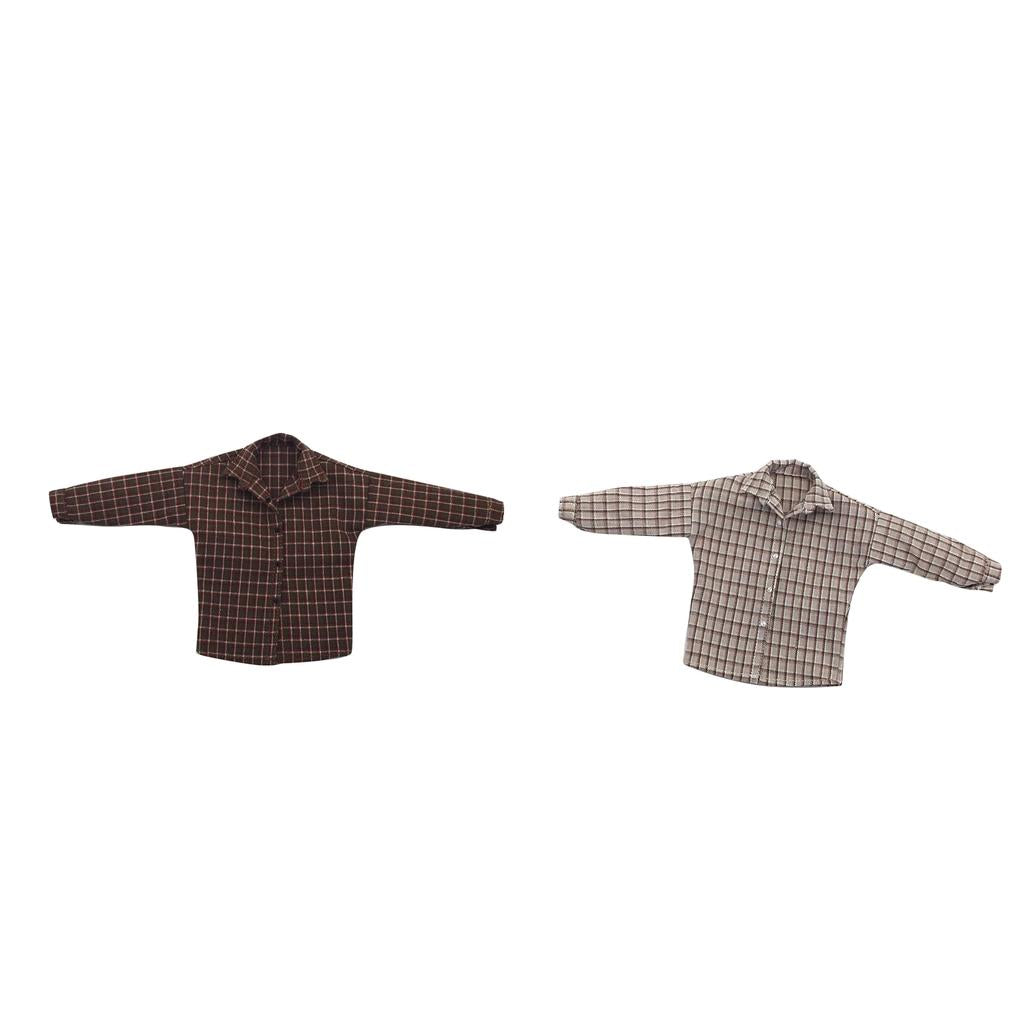 1/6 Scale Male Plaid Shirt Clothing for 12 Action Figure Brown Beige"