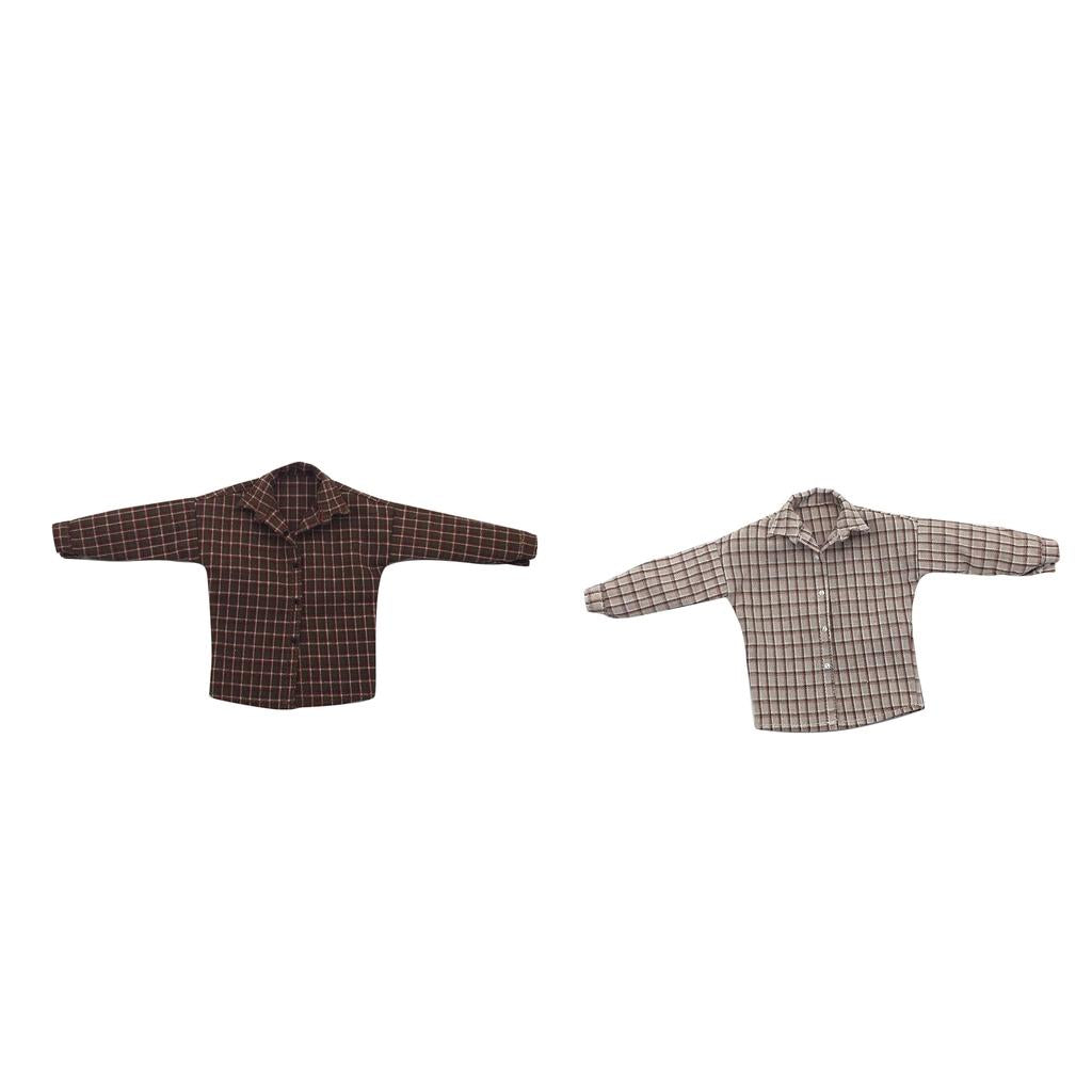 1/6 Scale Male Plaid Shirt Clothing for 12 Action Figure Brown Beige"