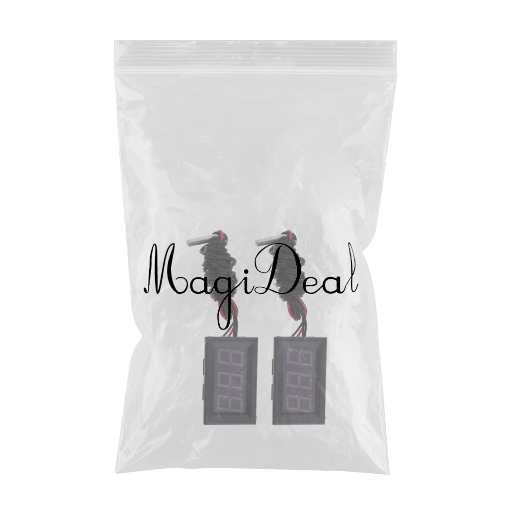 2x LED DC12V Digital Thermometer Mini Temperature Probe -50-110 Celsius Red