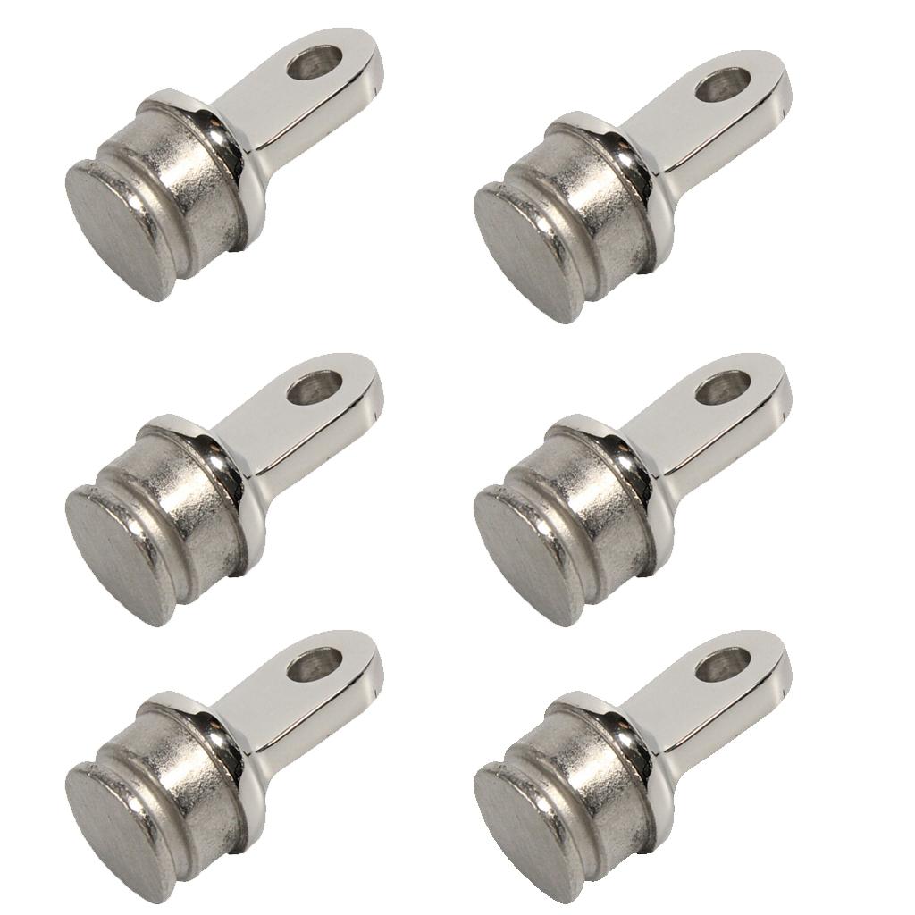 6Pcs 316 Stainless Steel Boat Bimini Top Inside Eye 25mm 1 Rounded End"