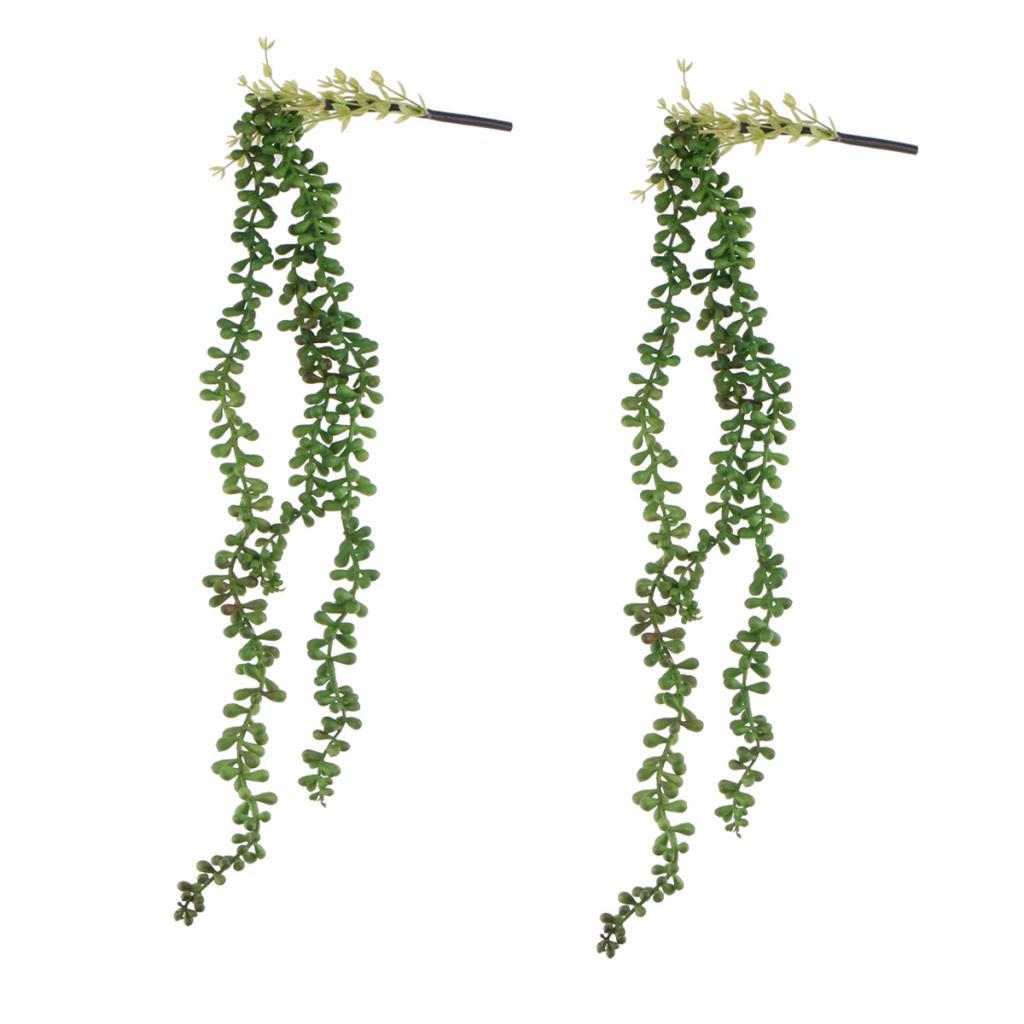 2x Artificial Flower String of Pearls Wall Hanging Succulents Plants Green