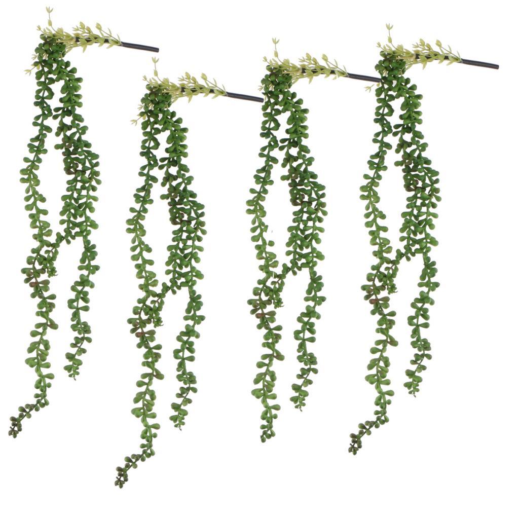 4x Artificial Flower String of Pearls Wall Hanging Succulents Plants Green