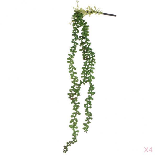 4x Artificial Flower String of Pearls Wall Hanging Succulents Plants Green