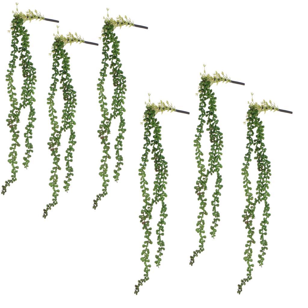 6x Artificial Flower String of Pearls Wall Hanging Succulents Plants Green