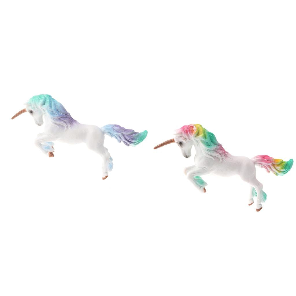 2x Realistic Magic Animal Model Unicorn Figures Kids Educational Toy Gift