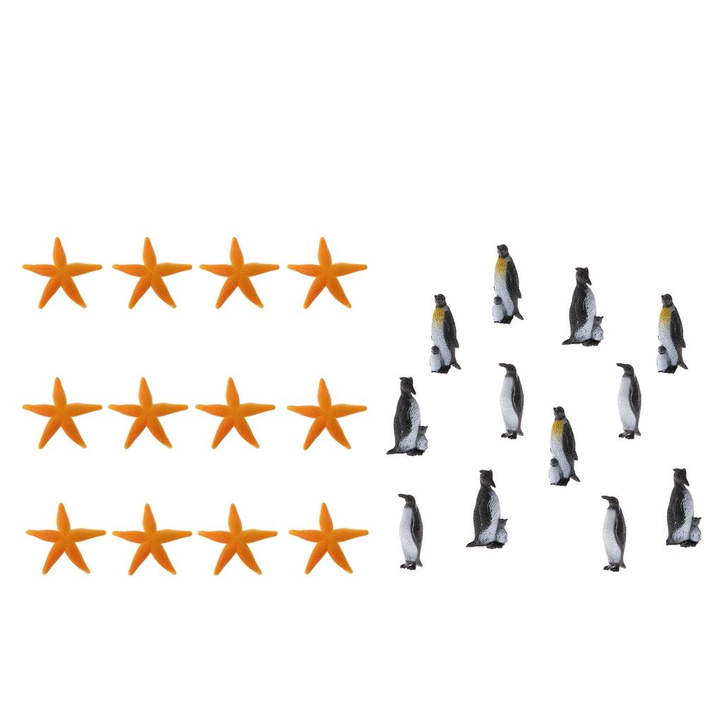 24Pcs Plastic Penguin & Starfish Ocean Animal Model Figures Educational Toy
