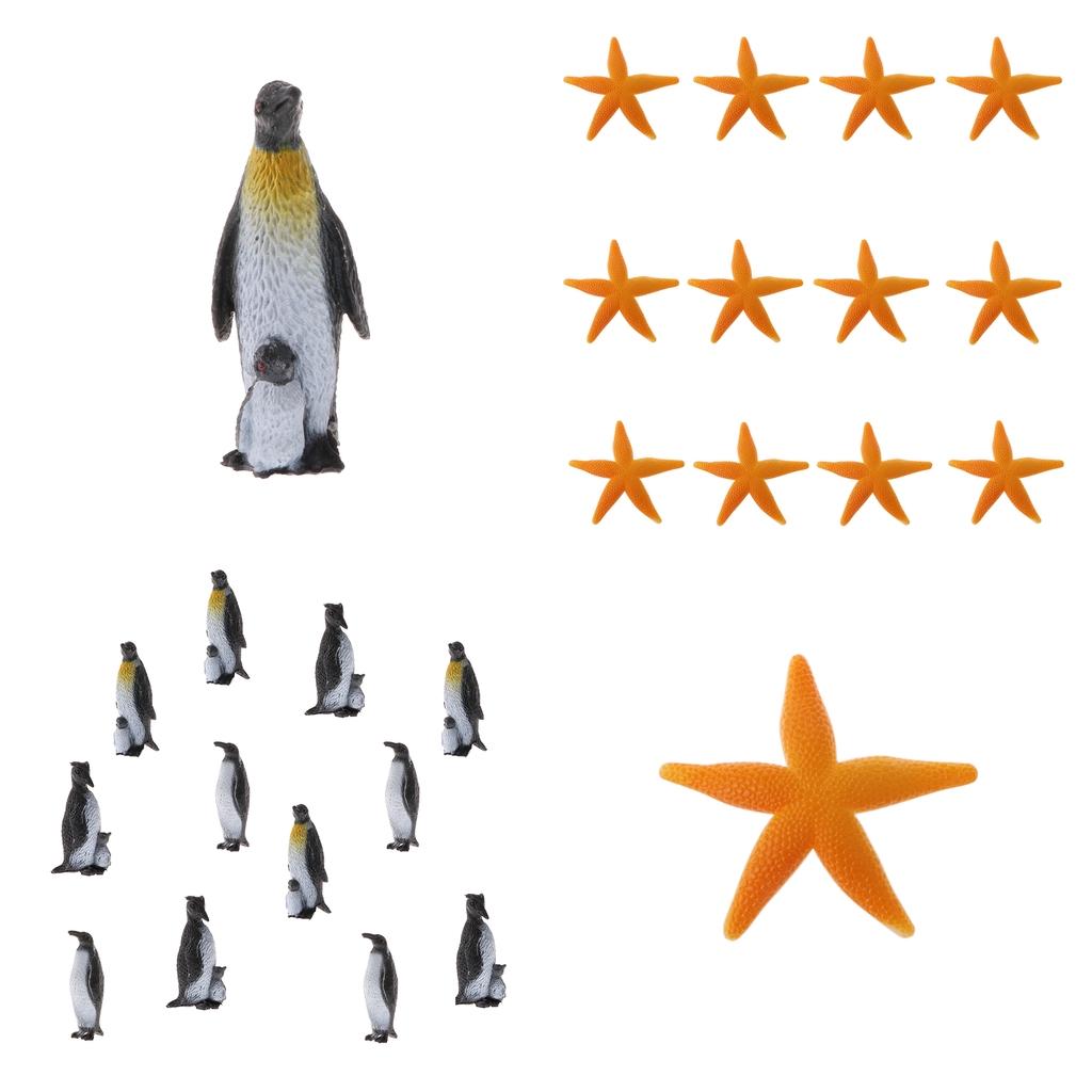 24Pcs Plastic Penguin & Starfish Ocean Animal Model Figures Educational Toy