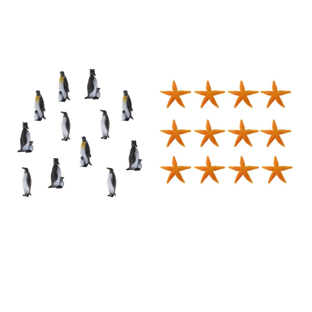 24Pcs Plastic Penguin & Starfish Ocean Animal Model Figures Educational Toy