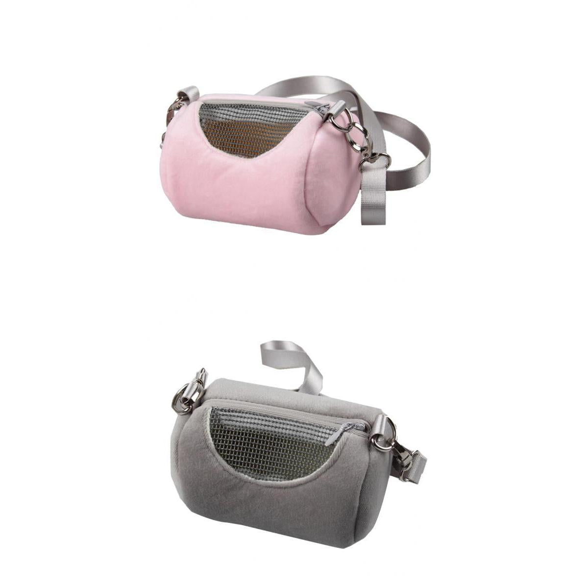 2Pcs Pink & Grey Breathable Small Animal Carrier Hamster Travel Bag Handbag