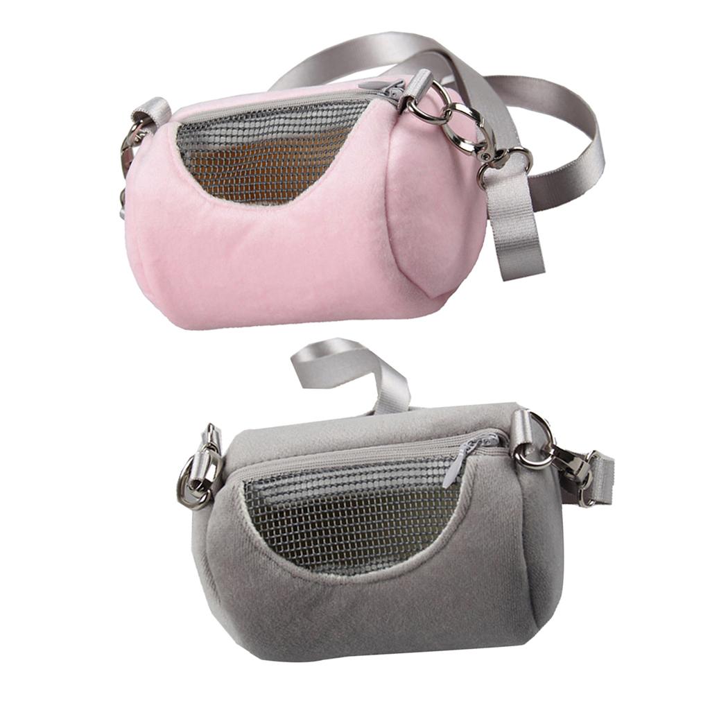 2Pcs Pink & Grey Breathable Small Animal Carrier Hamster Travel Bag Handbag