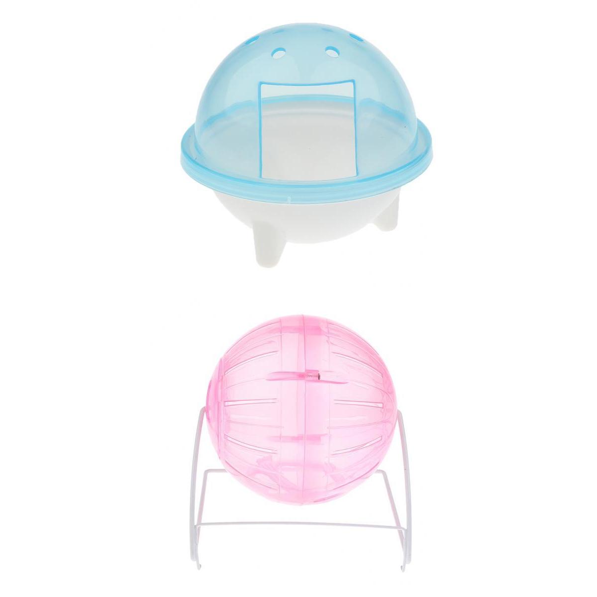 2Pcs Pet Hamster Exercise Ball & Pet Hamster Bathroom Bath Sand Room