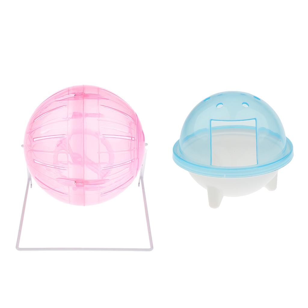2Pcs Pet Hamster Exercise Ball & Pet Hamster Bathroom Bath Sand Room