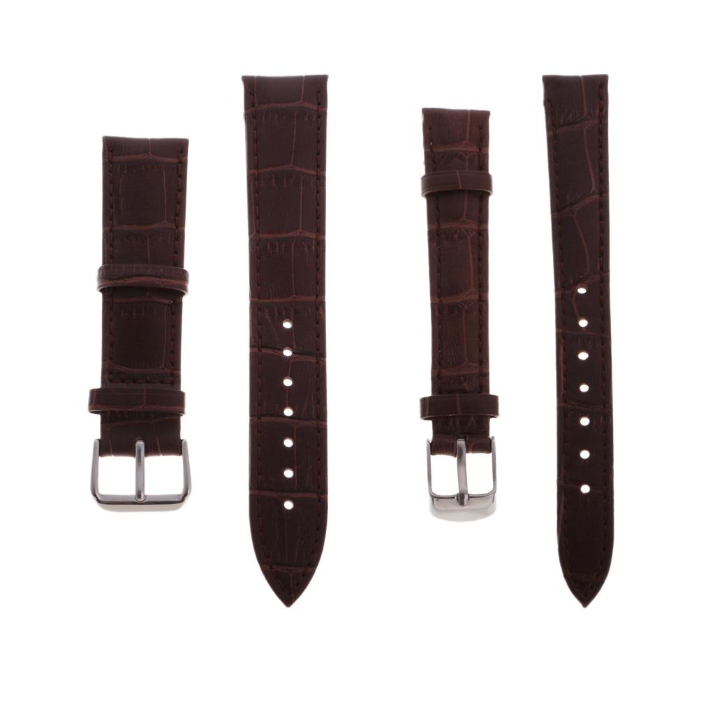 2Pcs High Quality Leather Strap Bracelet Band Replacement for Watch 20 14mm