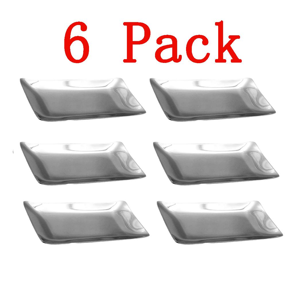 6pcs Stainless Steel Towel Dish Snack Tray Fruit Salad Plate Kitchen Table
