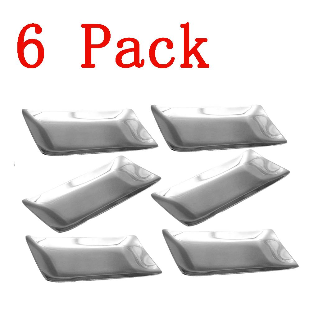 6pcs Stainless Steel Towel Dish Snack Tray Fruit Salad Plate Kitchen Table