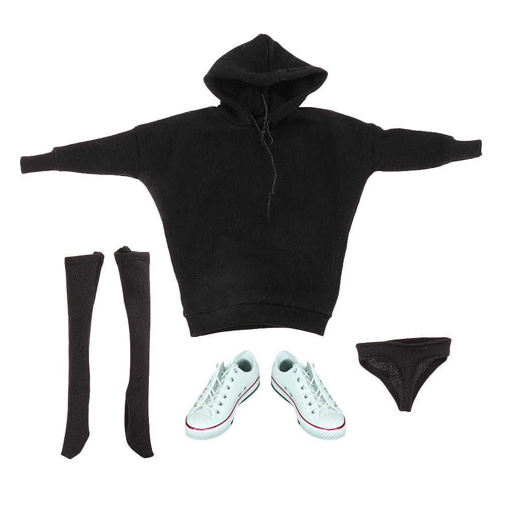 1/6 Female Hoodie Sweatshirt+Stockings+Sneaker for 12'' Phicen Action Figure