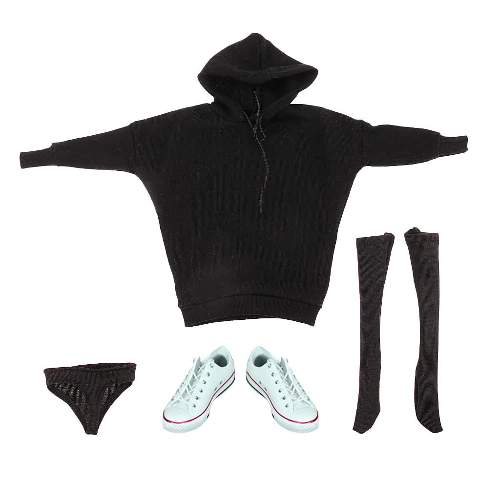 1/6 Female Hoodie Sweatshirt+Stockings+Sneaker for 12'' Phicen Action Figure