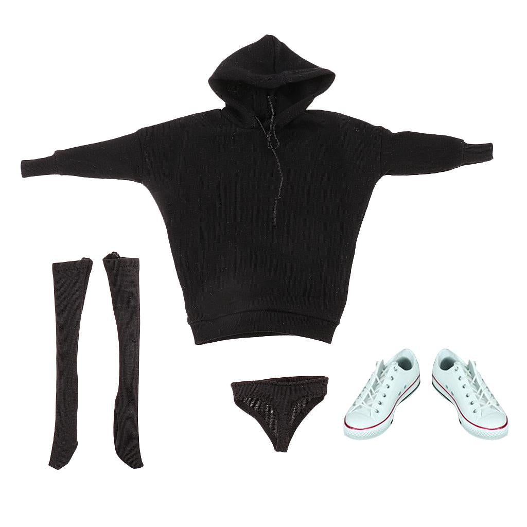 1/6 Female Hoodie Sweatshirt+Stockings+Sneaker for 12'' Phicen Action Figure