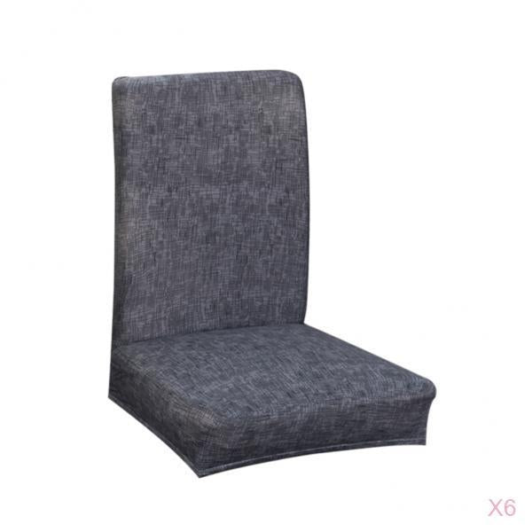6Pieces Universal Stretch Dining Room Chair Slipcover Stool Cover Dark Gray