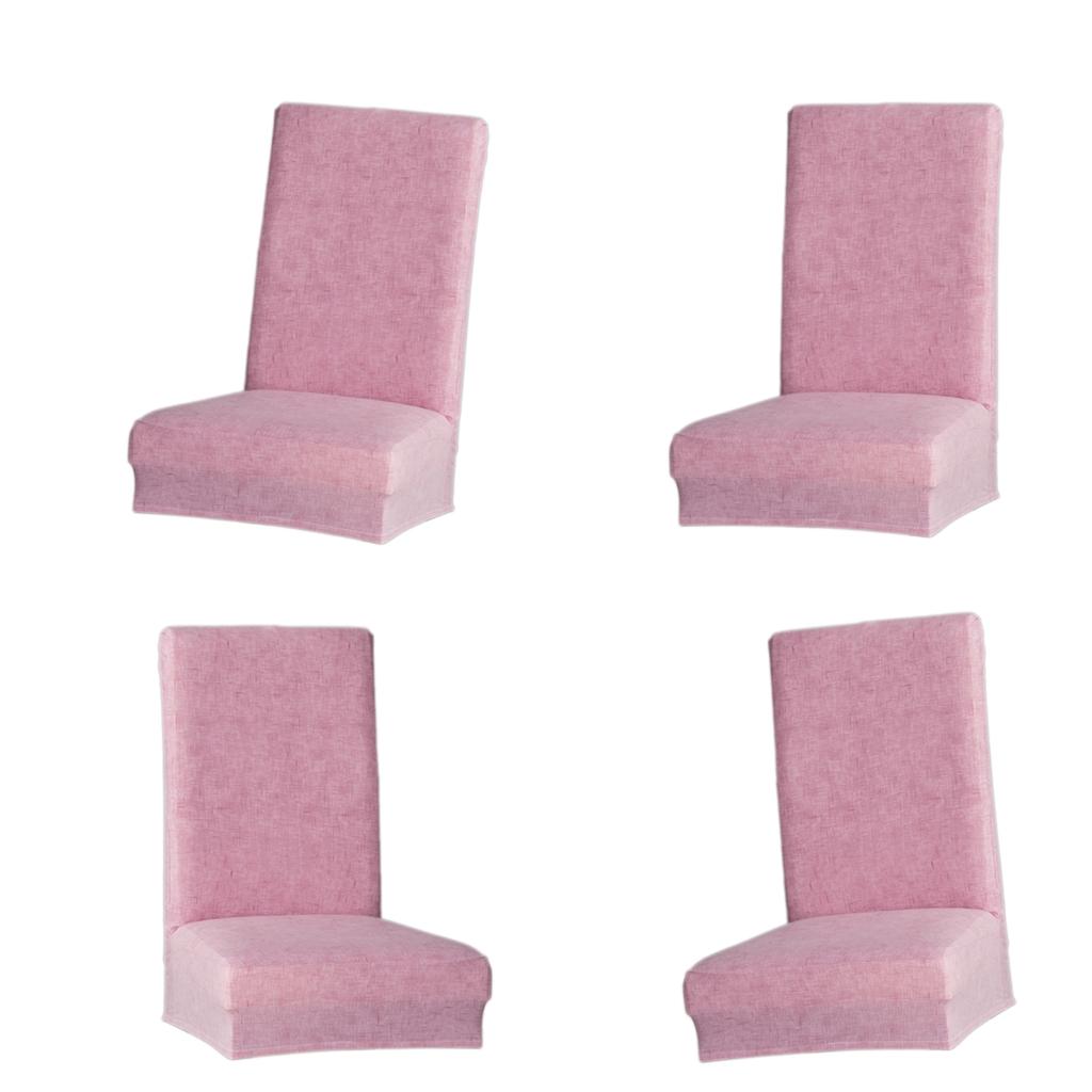 4Pieces Universal Stretch Dining Room Chair Slipcover Stool Seat Cover Pink
