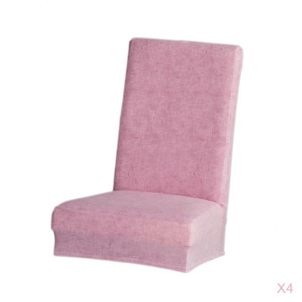 4Pieces Universal Stretch Dining Room Chair Slipcover Stool Seat Cover Pink