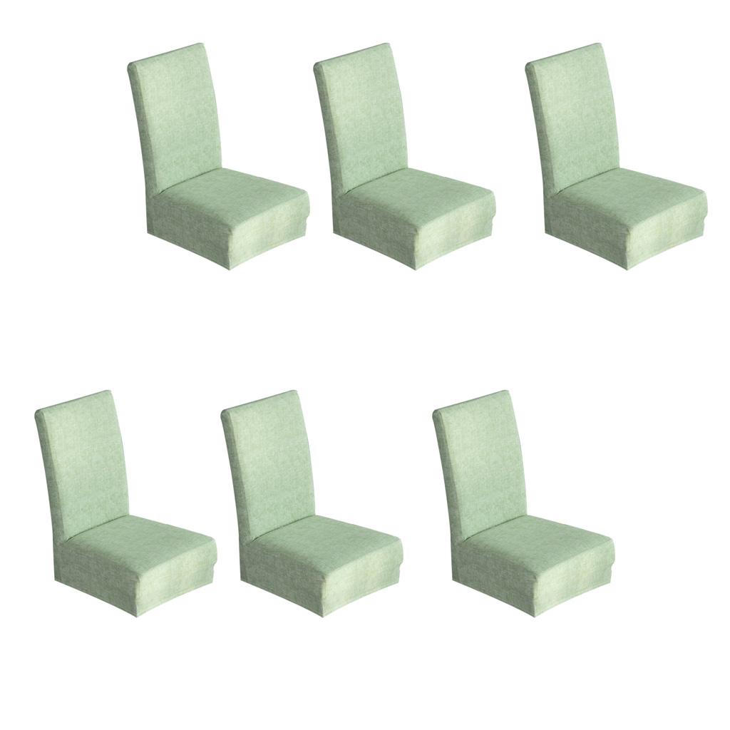 6Piece Universal Stretch Dining Room Chair Slipcover Stool Cover Grass Green