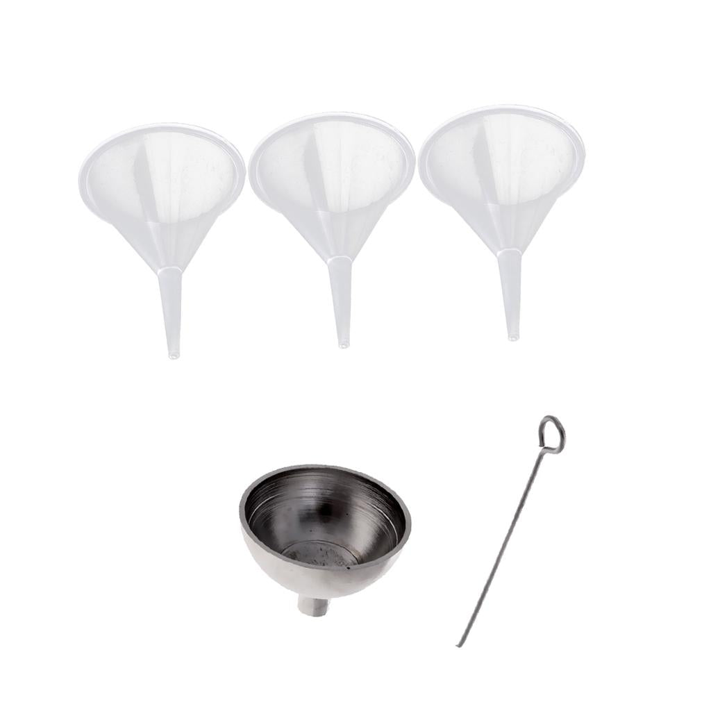 4pcs Stainless Steel & Plastic Mini Funnels For Filling Urn Oil Water Flask