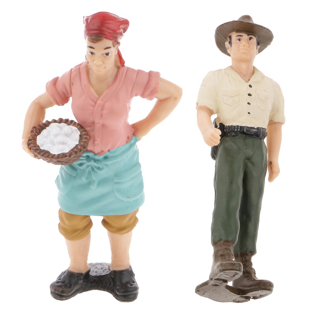 2x Realistic Male Farmer People Figurine Model Action Figure Toy Collectible