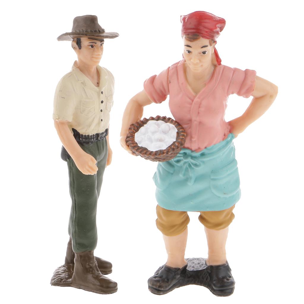 2x Realistic Male Farmer People Figurine Model Action Figure Toy Collectible