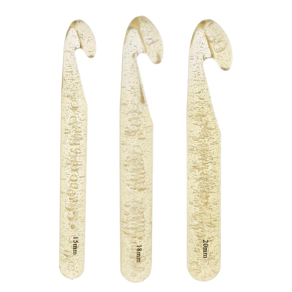 3Pcs Large Plastic Crochet Hooks Knitting Needles Sewing Tools 15 18 20mm