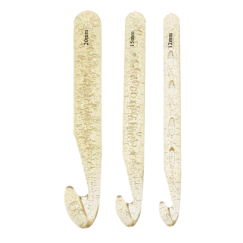 3Pcs Large Plastic Crochet Hooks Knitting Needles Sewing Tools 12 15 20mm
