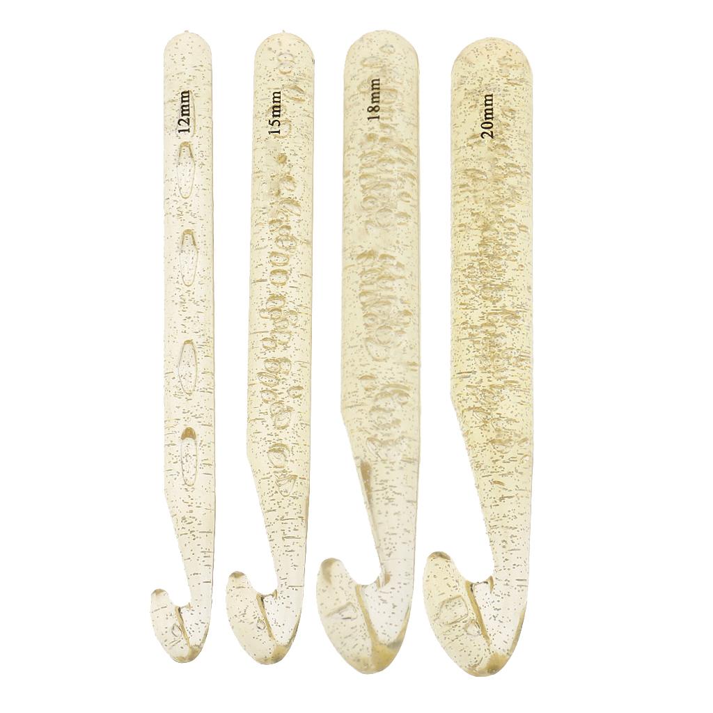 8Pcs/lot Plastic Large Crochet Hooks Knitting Needles Gold 12 15 18 20mm