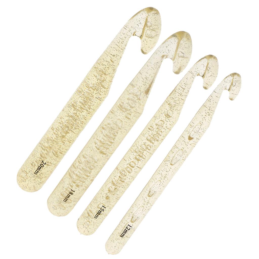 8Pcs/lot Plastic Large Crochet Hooks Knitting Needles Gold 12 15 18 20mm