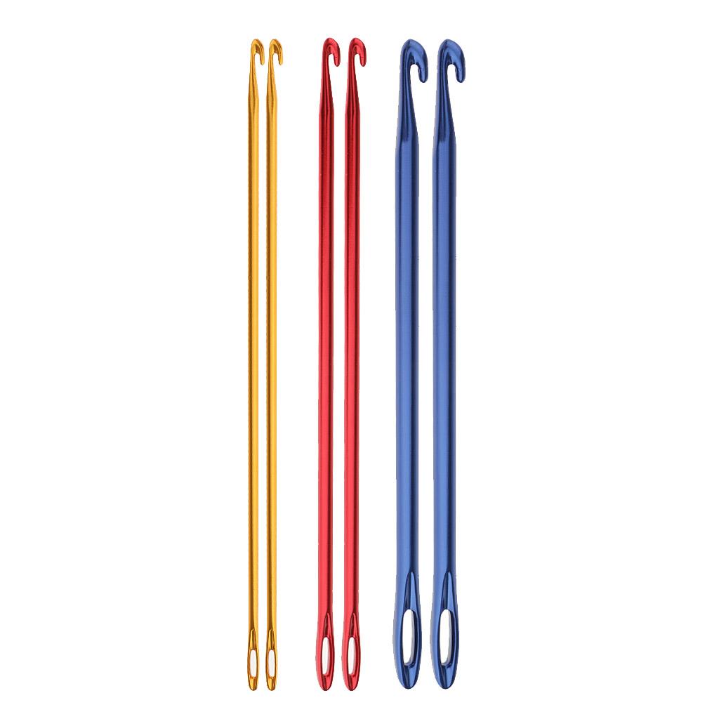 6Pcs Afghan Crochet Hook Knitting Needle Hand Knit Tool With Hole 2.75 4 6mm