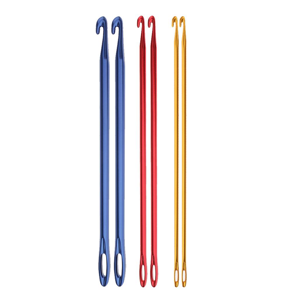 6Pcs Afghan Crochet Hook Knitting Needle Hand Knit Tool With Hole 2.75 4 6mm