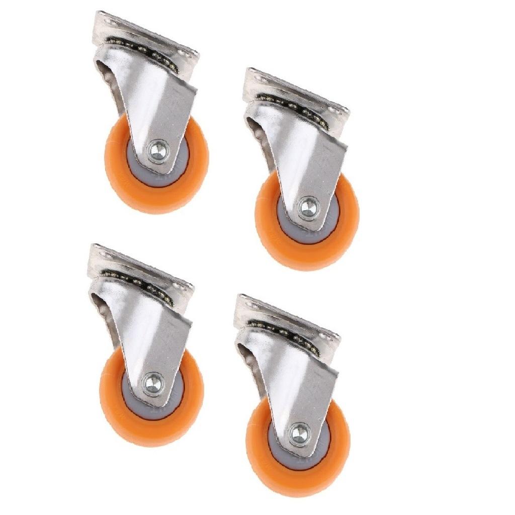 4 Pcs 1.5 Orange Nylon All Swivel Caster Wheels Plate Caster for Trolleys"
