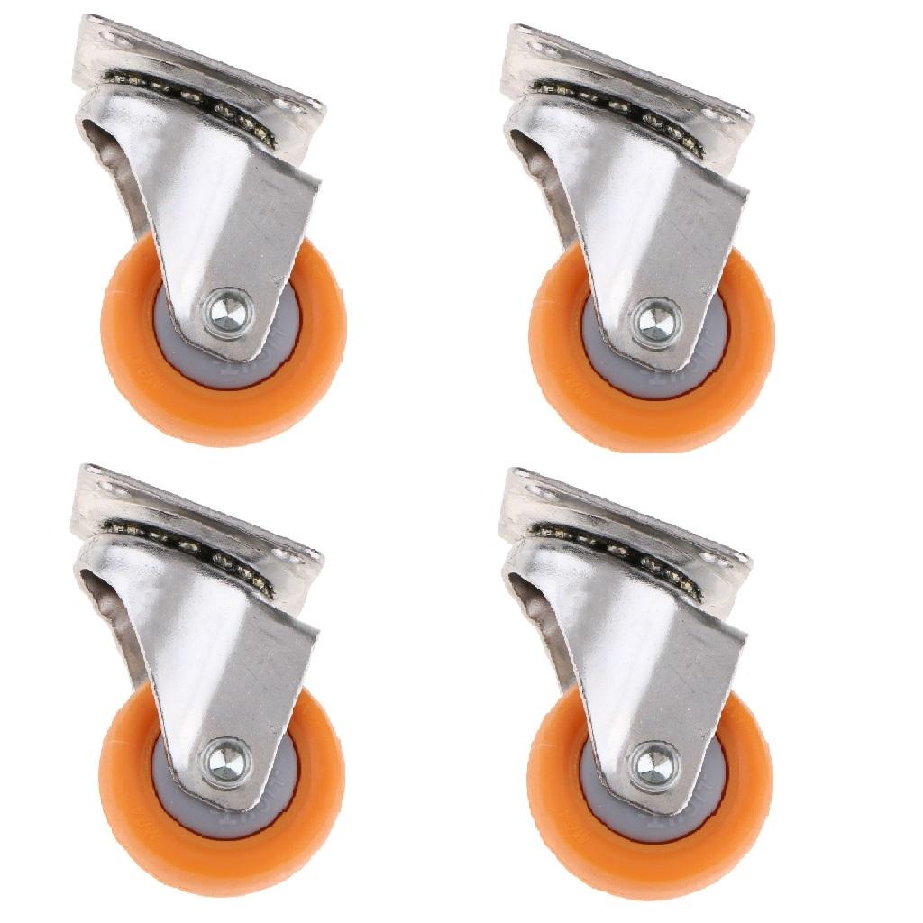 4 Pcs 1.5 Orange Nylon All Swivel Caster Wheels Plate Caster for Trolleys"