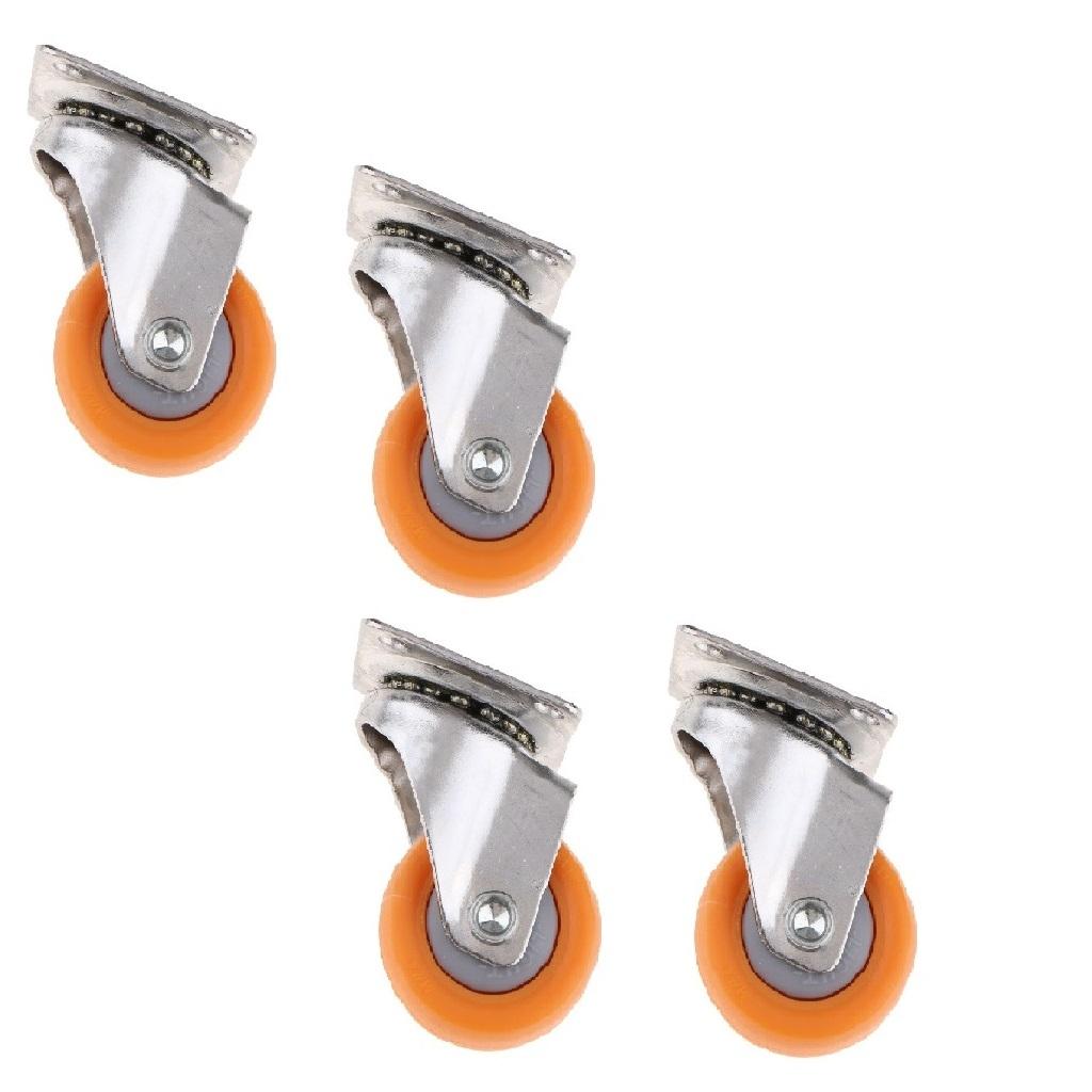 4 Pcs 1.5 Orange Nylon All Swivel Caster Wheels Plate Caster for Trolleys"