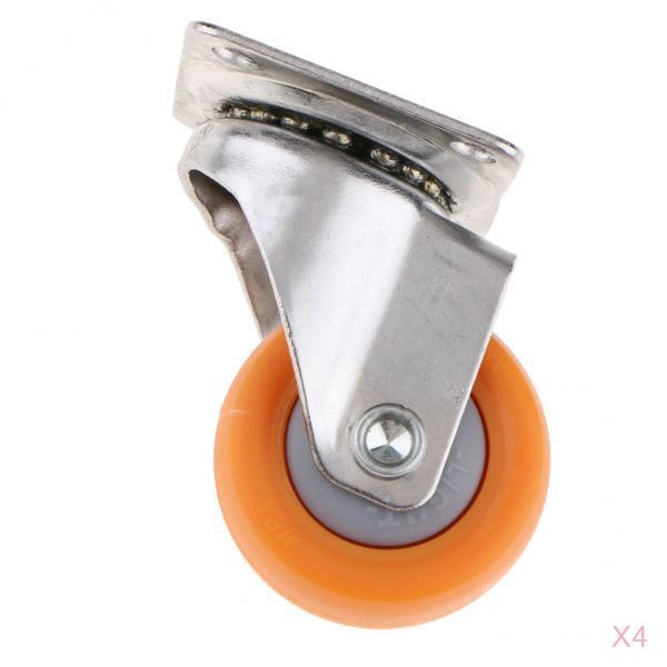 4 Pcs 1.5 Orange Nylon All Swivel Caster Wheels Plate Caster for Trolleys"