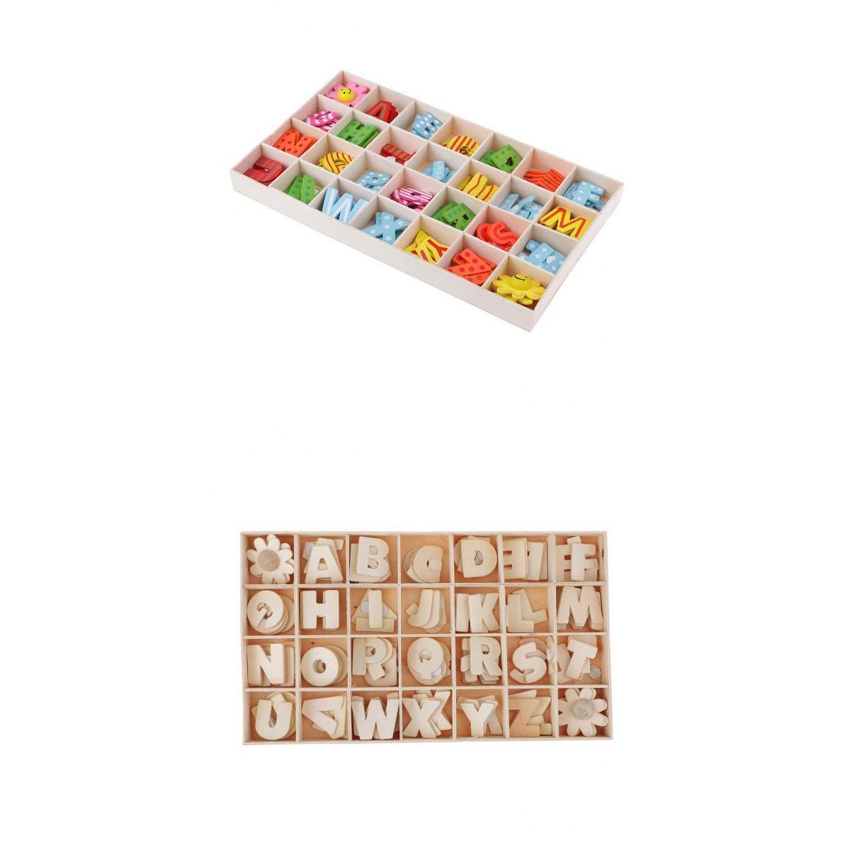 224 Pieces Multicolor Wooden Alphabet Letters Kids Toys with Storage Tray