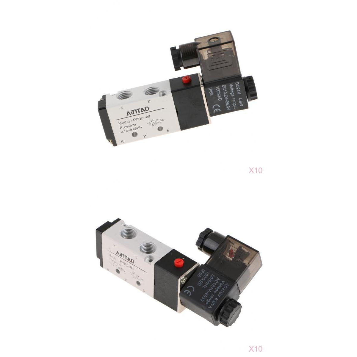 20Pcs 4V210-08 Solenoid Valve 5 Way 2 Position Pneumatic Air 1/4 24V/220V"