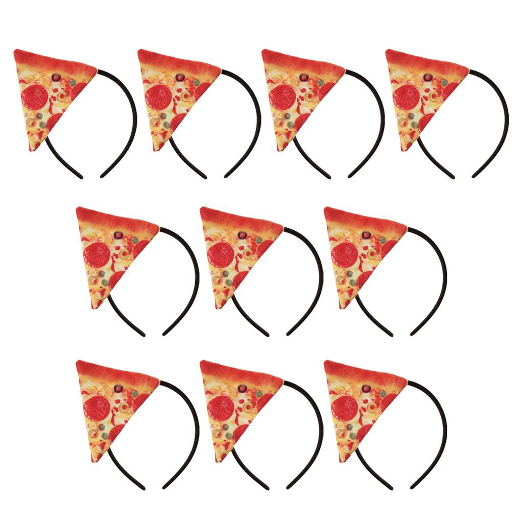 10 Pieces Pizza Headband Women Girls Halloween Fancy Dress Party Hairbands