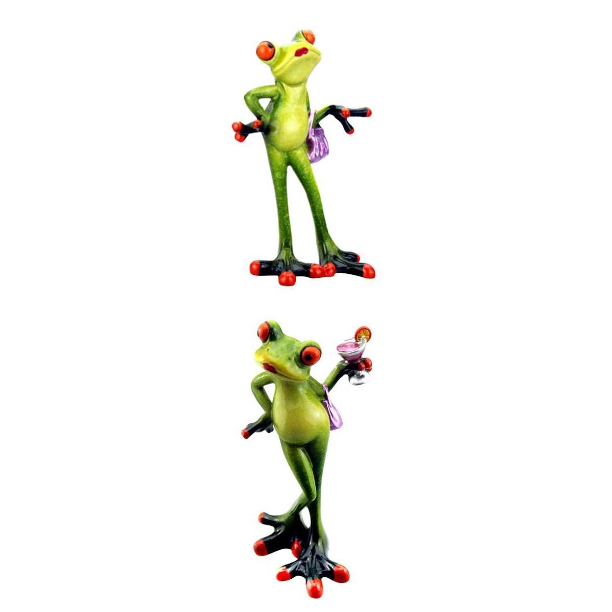 2Pcs Resin Creative 3D Craft Frog Figurine Home Office Desktop Decoration