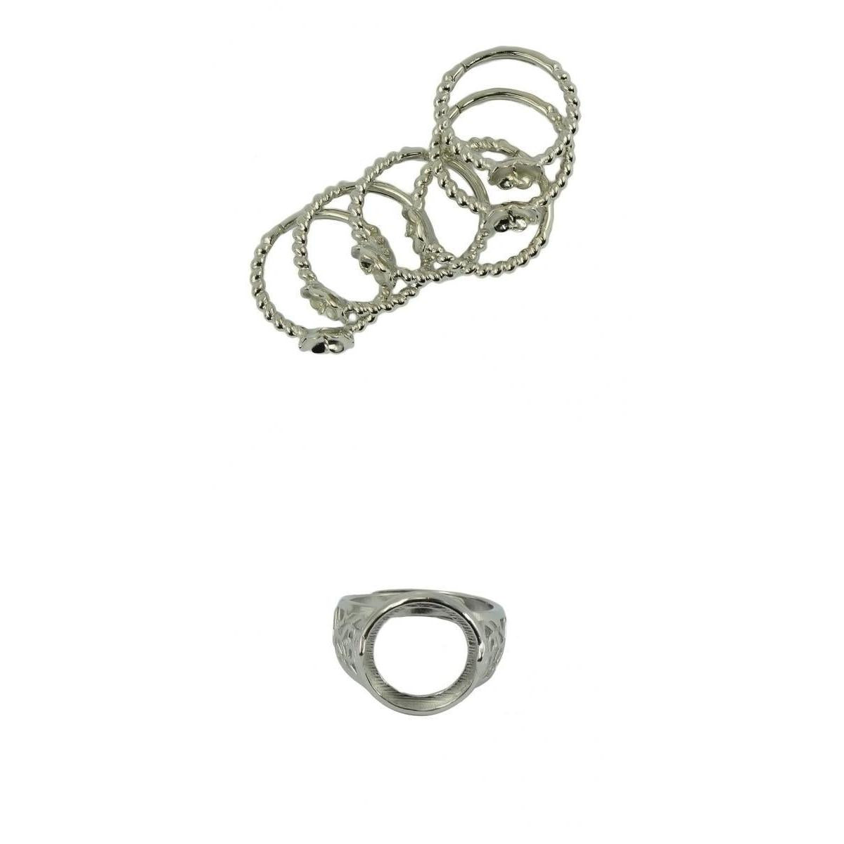7pcs Brass Blank Bezel Adjustable Ring Peg Moun Flower Cup DIY Filigree Ring