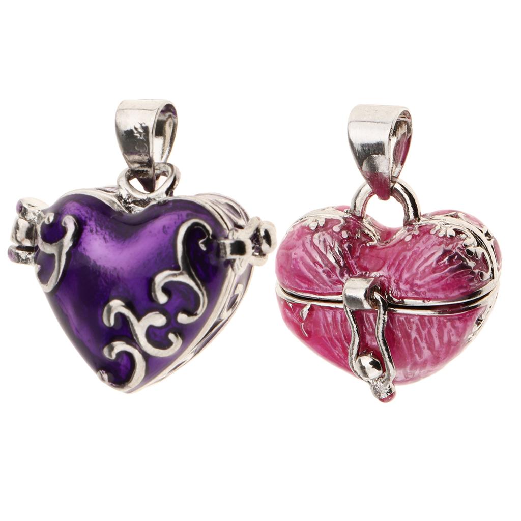 2pcs Love Heart Urn Cremation Keepsake Pendant Memorial Jewelry Casket