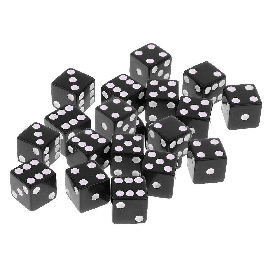 20 Pieces Six Sided Dice Digital Dices Set RPG Playing Game Toy Black