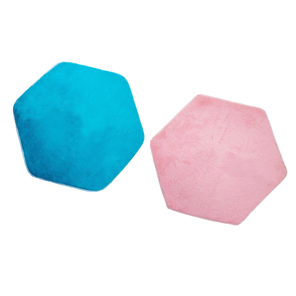 2 Pieces Soft Plush Kids Tent Carpet Rug Pad Bedroom Cushion - Hexagonal