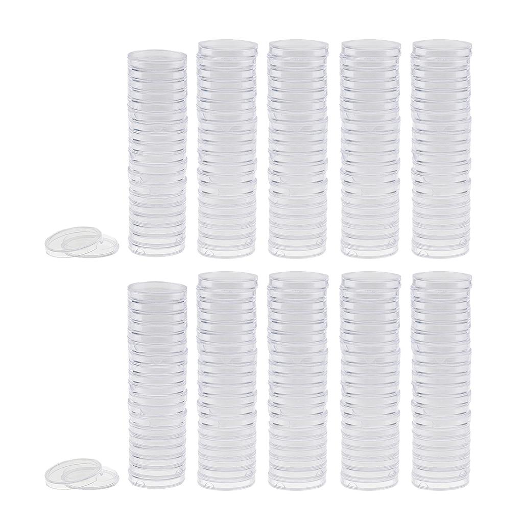 200pcs Clear Round Plastic Coin Capsules Container Storage Holder Case 28mm